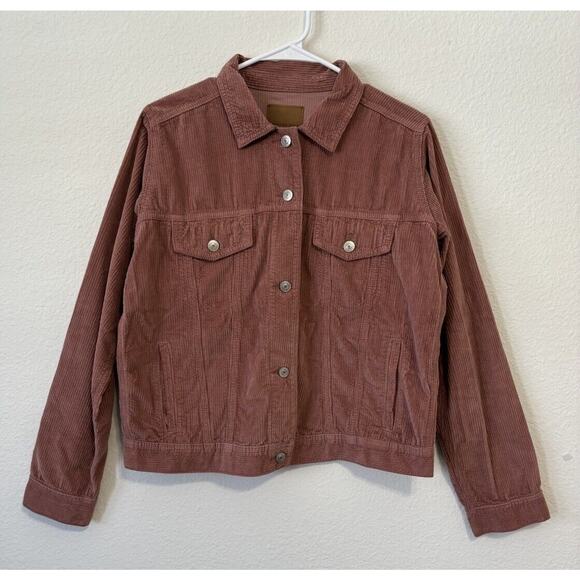 American Eagle Jacket Womens Large Corduroy Button‎ Mauve Pale Pink (d1) - Picture 1 of 7